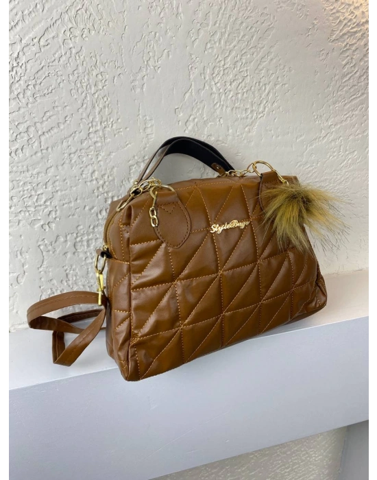 Taba Renk Ponpon hediyeli Zincirli Çapraz Çanta CB7826