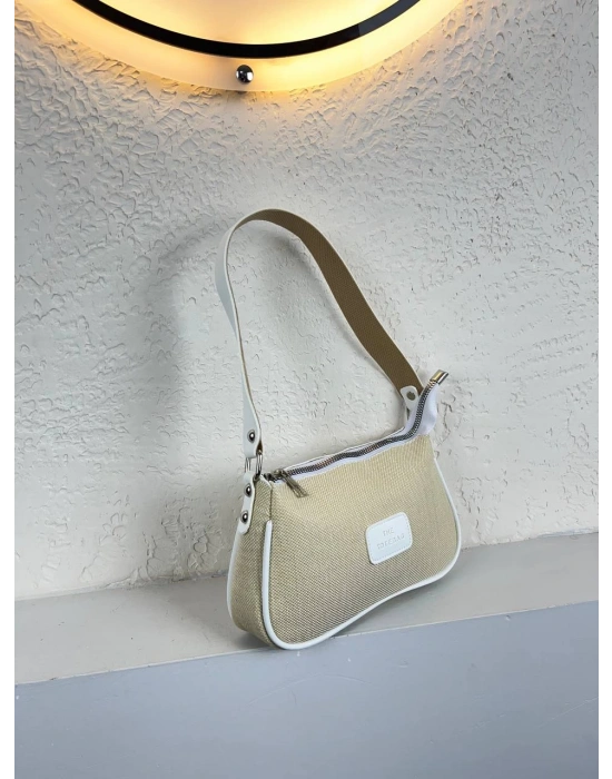 Vizon Kenarları Beyaz Baget Çanta CB0987