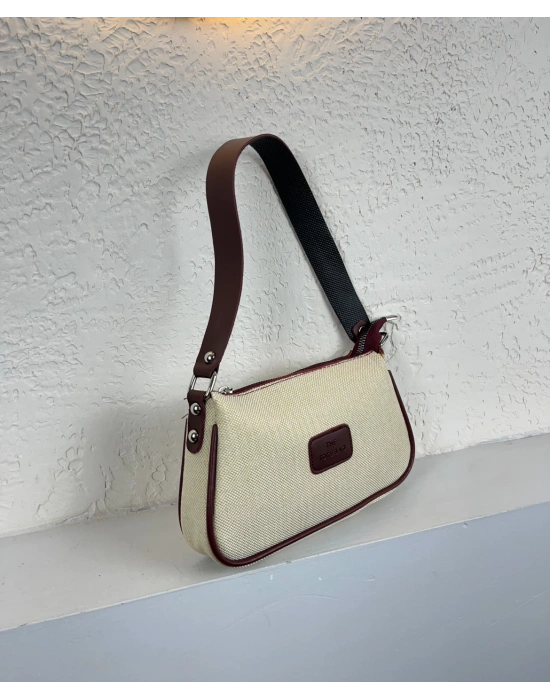 Vizon Kenarları Bordo Baget Çanta CB0987