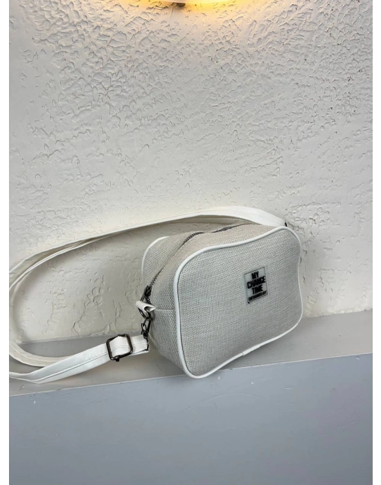 Vizon Renk Beyaz Kenar Hasır Çanta CB2021