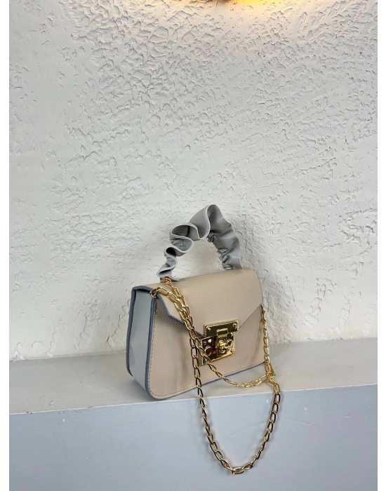 Vizon Renk Gri Sap  Mini Zincirli Çanta CB5796