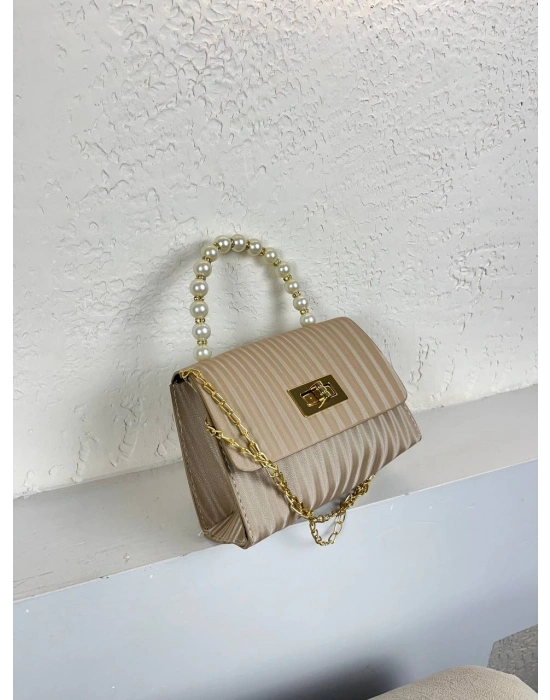 Vizon Renk İncili Zincirli Çanta CB4178