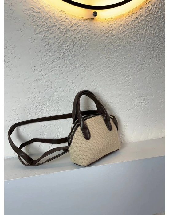 Vizon Renk Kahve Sap Hasır Çanta CB8711