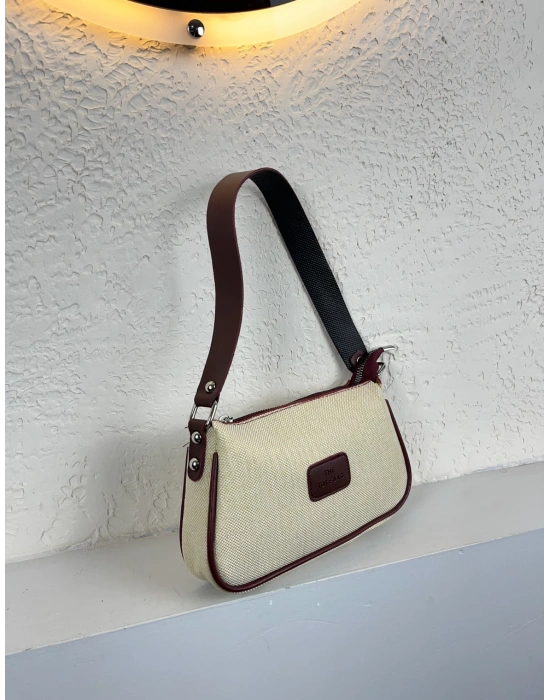 Vizon Renk Kenarları Kahve Baget Çanta CB0987