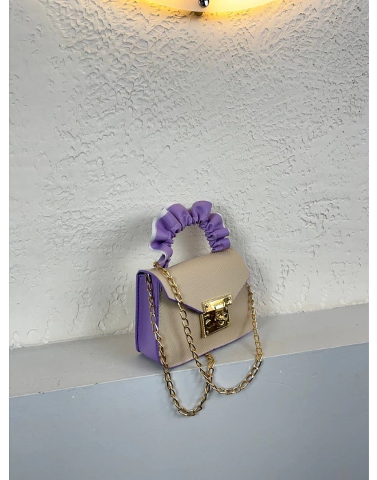 Vizon Renk Lila Sap Mini Zincirli Çanta CB5796