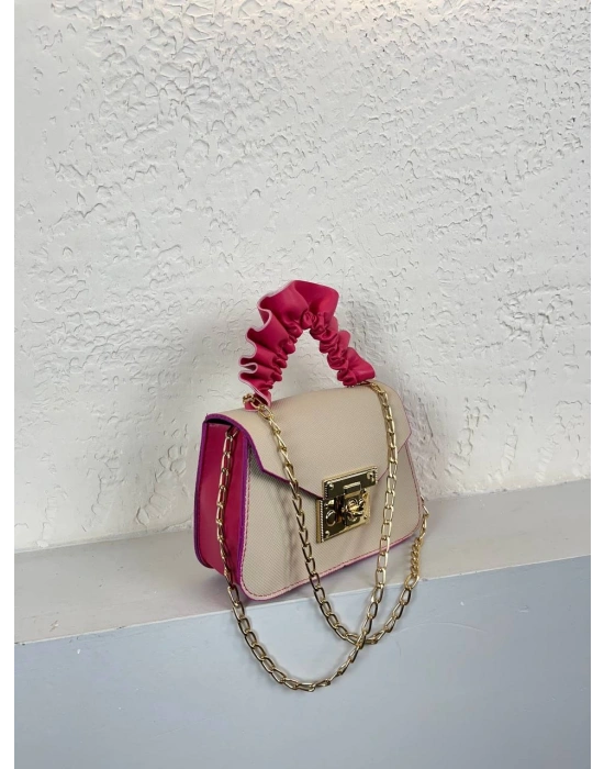 Vizon Renk Pembe Sap Mini Zincirli Çanta CB5796