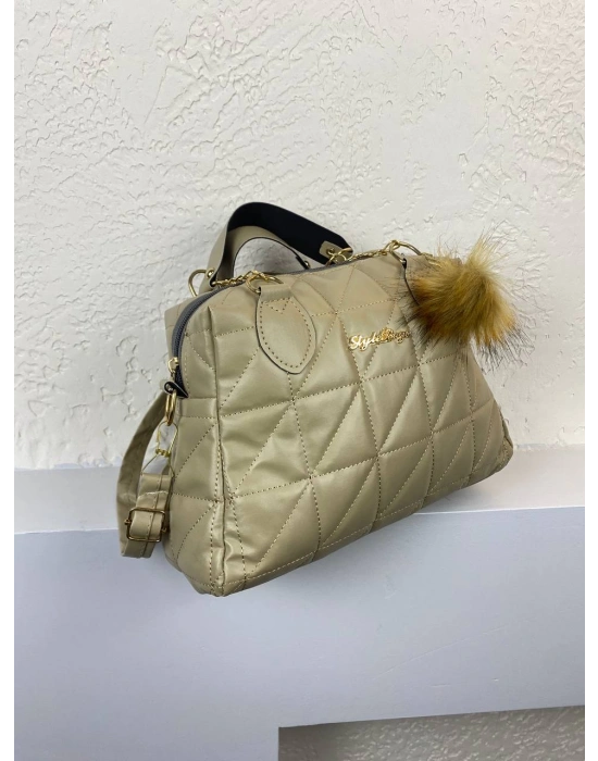 Vizon Renk Ponpon hediyeli Zincirli Çapraz Çanta CB7826