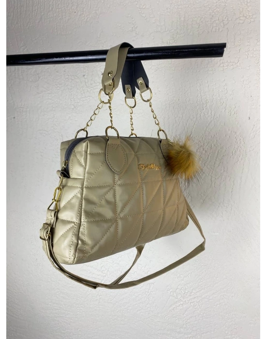 Vizon Renk Ponpon hediyeli Zincirli Çapraz Çanta CB7826