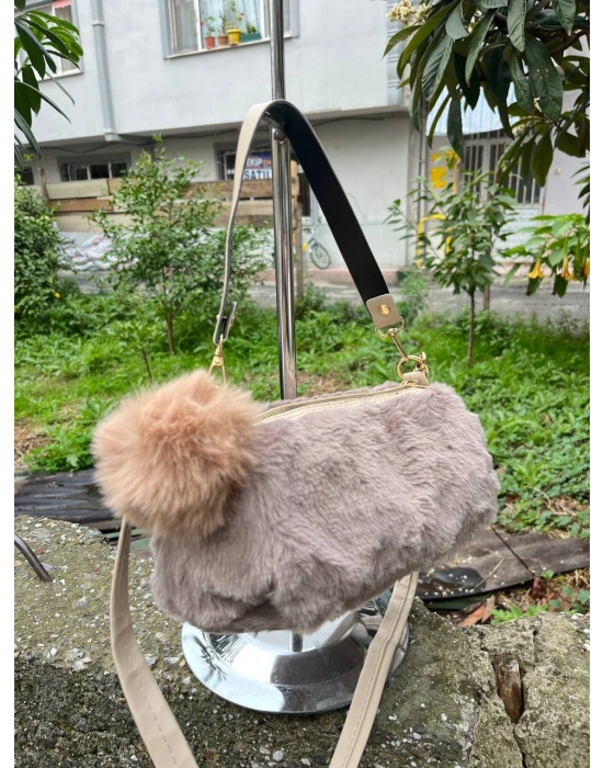 Vizon Renk PONPON PELUŞLU Çanta CB82191