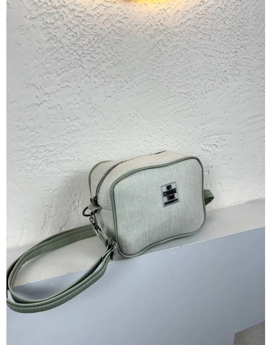 Vizon Renk Yeşil Kenar Hasır Çanta CB2021