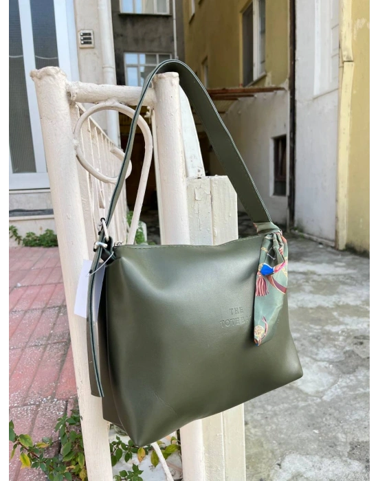 Yeşil TOTE Fularlı Kalite Çanta CB09131