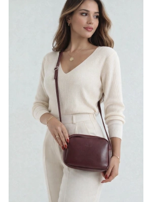 Bordo Renk Yumuşak Deri TONY Çanta CB1294