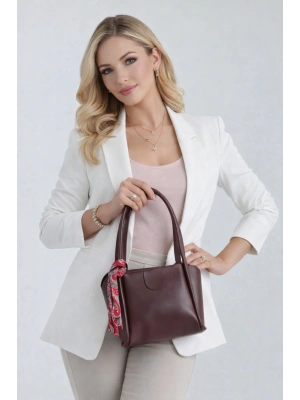 Bordo Renk Yeni Fularlı Kol Çanta CB1444