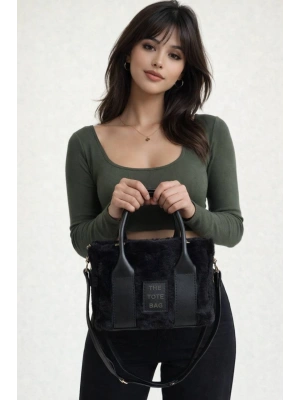 Siyah Renk PELUŞ KALİTE Çanta CB88142