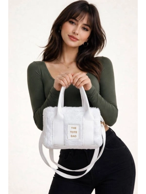 Beyaz Renk PELUŞ KALİTE Çanta CB88142