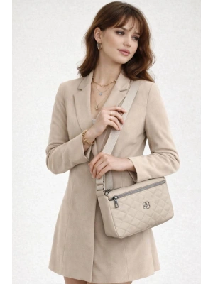 Açık Vizon Renk 3 Bölme Kapitone Çanta CB90113