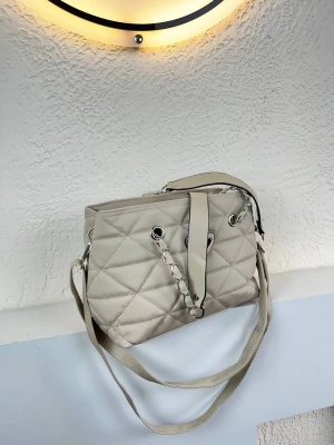 Açık Vizon Renk Kapitone 2 Bölme Kalite Çanta CB8143