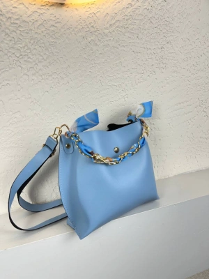 Bebe Mavi Fularlı Çapraz Çanta CB5219