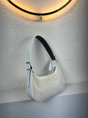 Beyaz Kalite Taşlı Baget Çanta CB0144