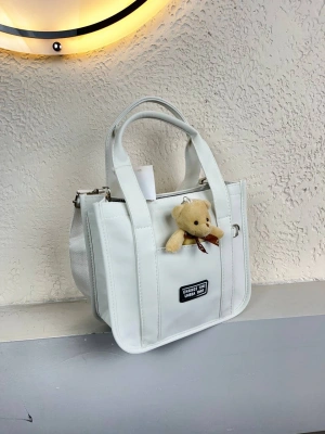 Beyaz Renk Ayıcıklı Hediyeli Çanta CB0283