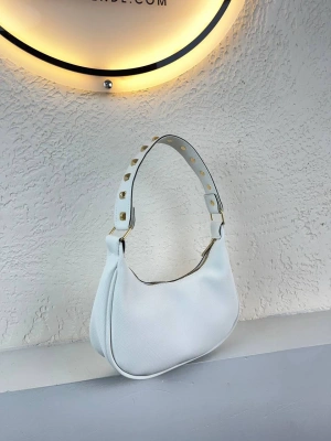 Beyaz Renk Lakos Deri Baget Çanta CB7171