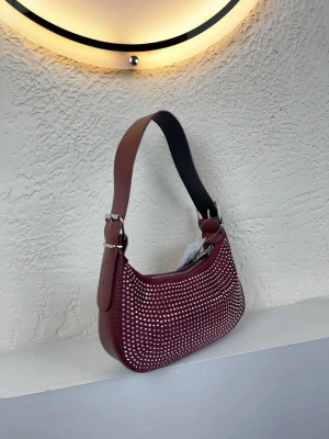 Bordo Kalite Taşlı Baget Çanta CB0144