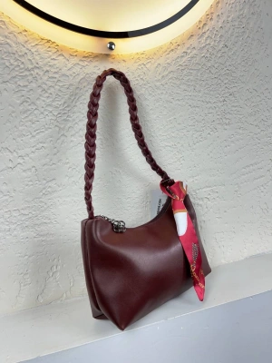 Bordo Kolları Hasır Fularlı Kol Çanta CB6714