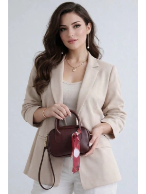 Bordo Mini Fularlı Çanta CB9134