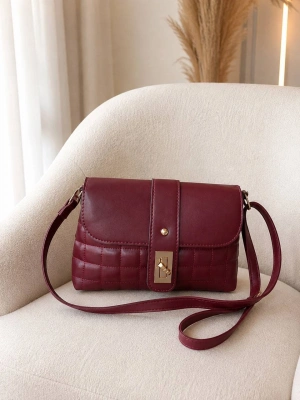 Bordo Renk 2 Bölme Kapitone Çanta CB61841