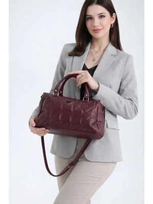 Bordo  Renk Kapitone Kol Çanta CB78194