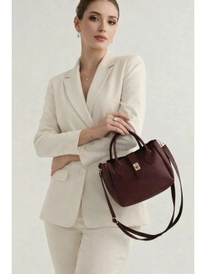Bordo Renk LAKOS Deri Çapraz Çanta CB72382