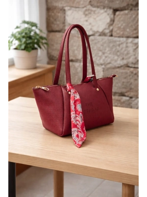 Bordo Renk Lakos Fularlı Çanta CB72911