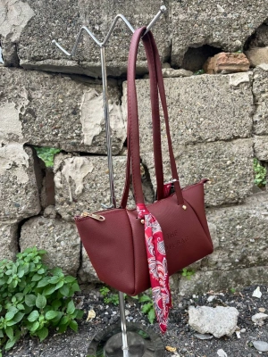 Bordo Renk Lakos Fularlı Çanta CB72911