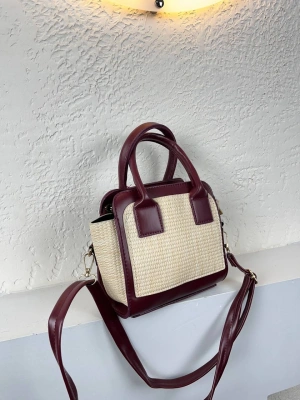 Bordo Renk Önü Hasır Kalite Çanta CB8272