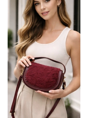 Bordo Renk Peluş Çanta CB90913