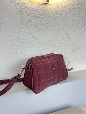 Bordo Renk 3 BÖLME YENİ KALİTE KAPİTONE ÇANTA CB0956