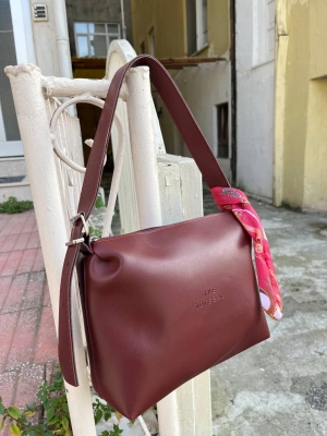 Bordo TOTE Fularlı Kalite Çanta CB09131