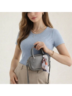 Gri Mini Fularlı Çanta CB9134