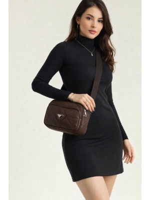 Kahve Renk 2 Bölme Kapitone Kücük Çanta CB0239