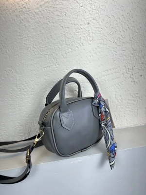 Koyu Gri Mini Fularlı Çanta CB9134