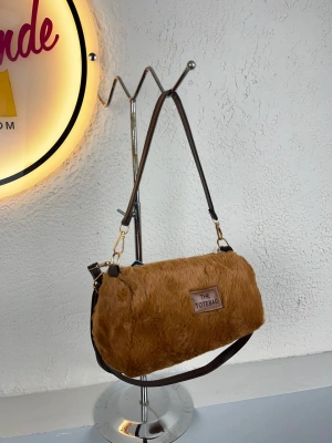 Koyu Taba Acı Kahve Detaylı Renk TOTE PELUŞ Çanta CB90223