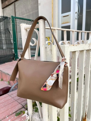Koyu Vizon TOTE Fularlı Kalite Çanta CB09131