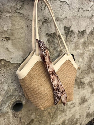 Krem Koyu Vizon Hasır Kol Çanta CB8194