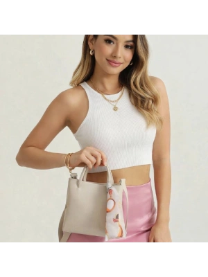 Krem MİNİ BOY Fularlı Çanta CB0000