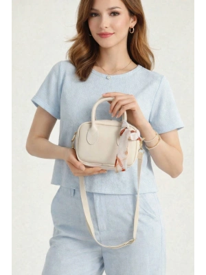 Krem Mini Fularlı Çanta CB9134