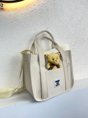 Krem Renk Ayıcıklı Hediyeli Çanta CB0283