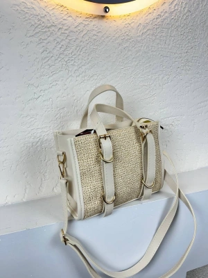 FULL Krem Renk HASIR Çapraz Çanta CB0173