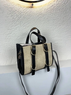 Krem Renk HASIR Çapraz Çanta CB0173
