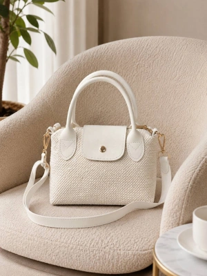 Krem Renk hasır MİNİ Çanta CB01451