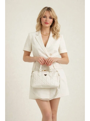 Krem Renk Kapitone Kol Çanta CB78194